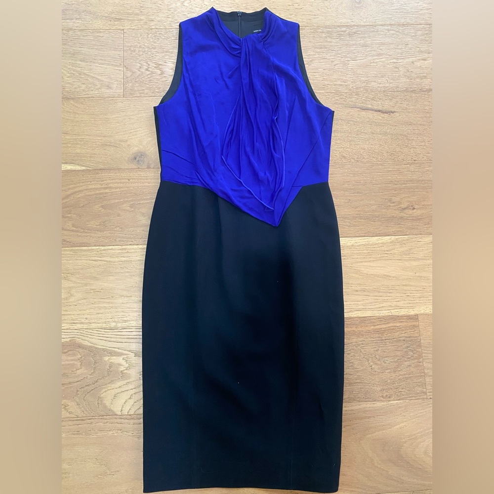 Karen Millen women’s Sleeveless Royal Blue and Black Sheath Dress size 10 VGUC